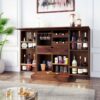 Solid Sheesham Wood Bar Cabinet for Living Room Rack Hard and Soft – Natural Brown Finish