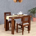 Solid Sheesham Wooden Dining Table for Dining Room – 2 Seater, Natural Teak Finish - Image 2