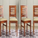 Solid Sheesham Wood Dining Chair for Dining Room Set of 4 | Wooden Study – Teak Finish