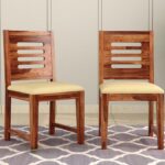 Solid Sheesham Wood Dining Chair for Dining Room Set of 2 | Wooden Study – Honey Finish