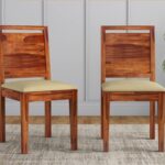 Solid Sheesham Wood Dining Chair for Dining Room Set of 2 | Wooden Study – Honey Finish