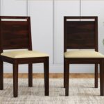 Solid Sheesham Wood Dining Chair for Dining Room Set of 2 | Wooden Study – Walnut Finish