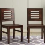 Solid Sheesham Wood Dining Chair for Dining Room Set of 2 | Wooden Study – Walnut Finish