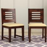 Solid Sheesham Wood Dining Chair for Dining Room Set of 2 | Wooden Study – Walnut Finish