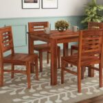 Solid Sheesham Wooden 4 Seater Dining Set for Dining Room | Wooden Dining – Honey Finish