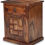 Wooden Bedside Table | End Table with Storage & Drawer – Natural Brown Finish - Image 2