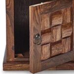 Wooden Bedside Table | End Table with Storage & Drawer – Natural Brown Finish - Image 5