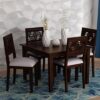 Solid Sheesham Wooden 4 Seater Dining Set for Dining Room – Mahogany_Finish