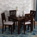 Solid Sheesham Wooden 4 Seater Dining Set for Dining Room – Mahogany_Finish