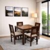 Solid Sheesham Wooden 4 Seater Dining Set for Dining Room – Natural Brown Finish