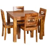 Solid Sheesham Wooden 4 Seater Dining Set for Dining Room | Wooden Dining – Teak Finish - Image 5
