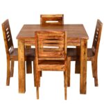 Solid Sheesham Wooden 4 Seater Dining Set for Dining Room | Wooden Dining – Teak Finish - Image 6