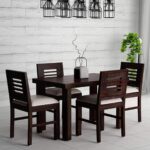 Solid Sheesham Wooden 4 Seater Dining Set for Dining Room | Wooden Dining – Walnut Finish