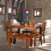 Solid Sheesham Wooden 4 Seater Dining Set for Dining Room – Honey Finish, 4 Seater - Image 7