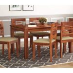 Solid Sheesham Wood 6 Seater Dining Table Set with 6 Chair for Home – Walnut Finish