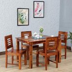 Solid Sheesham Wooden 4 Seater Dining Set for Dining Room – Natural Honey Finish