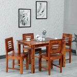Solid Sheesham Wooden 4 Seater Dining Set for Dining Room – Natural Honey Finish - Image 5