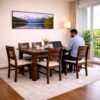 Solid Sheesham Wooden 4 Seater Dining Set for Dining Room – Walnut Finish, 8 Seater - Image 2