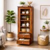 Wood Bookshelf for Home Library | Book Shelf with Glass Door – Honey Finish - Image 3