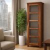 Wooden Bookcases Solid Sheesham Wooden 1 Door 5 Selves with Storage Rack – Honey Finish - Image 2