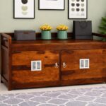 Premium Sheesham Wood Shoe Rack/Cabinet with Ventilated Doors – Natural Brown Finish