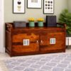 Premium Sheesham Wood Shoe Rack/Cabinet with Ventilated Doors – Natural Brown Finish - Image 3